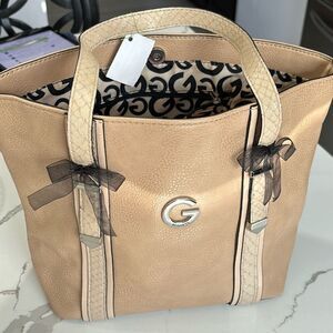 Guess | Vegan Leather Tan Shoulder Bag Handbag Purse